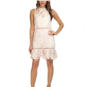 SAYLOR Lace Mini Dress - Cream. Size S